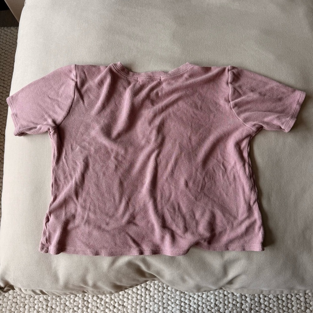 Casual Mauve Short Sleeve Henley Tee - Picture 2 of 2